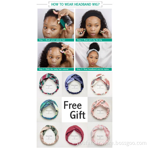 Discount Wholesale Brazilian Human Hair Water Wave Headband Wigs Remy Hair Non Lace Glueless Machine Made Wigs for Black Women